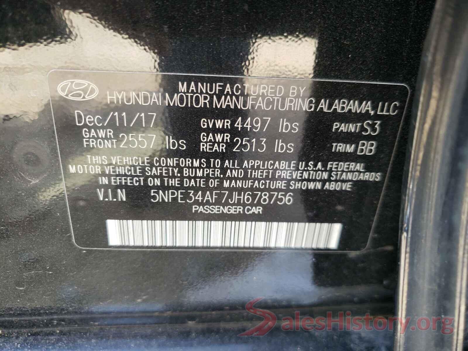 5NPE34AF7JH678756 2018 HYUNDAI SONATA