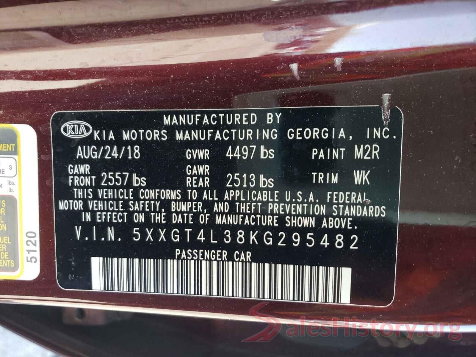 5XXGT4L38KG295482 2019 KIA OPTIMA