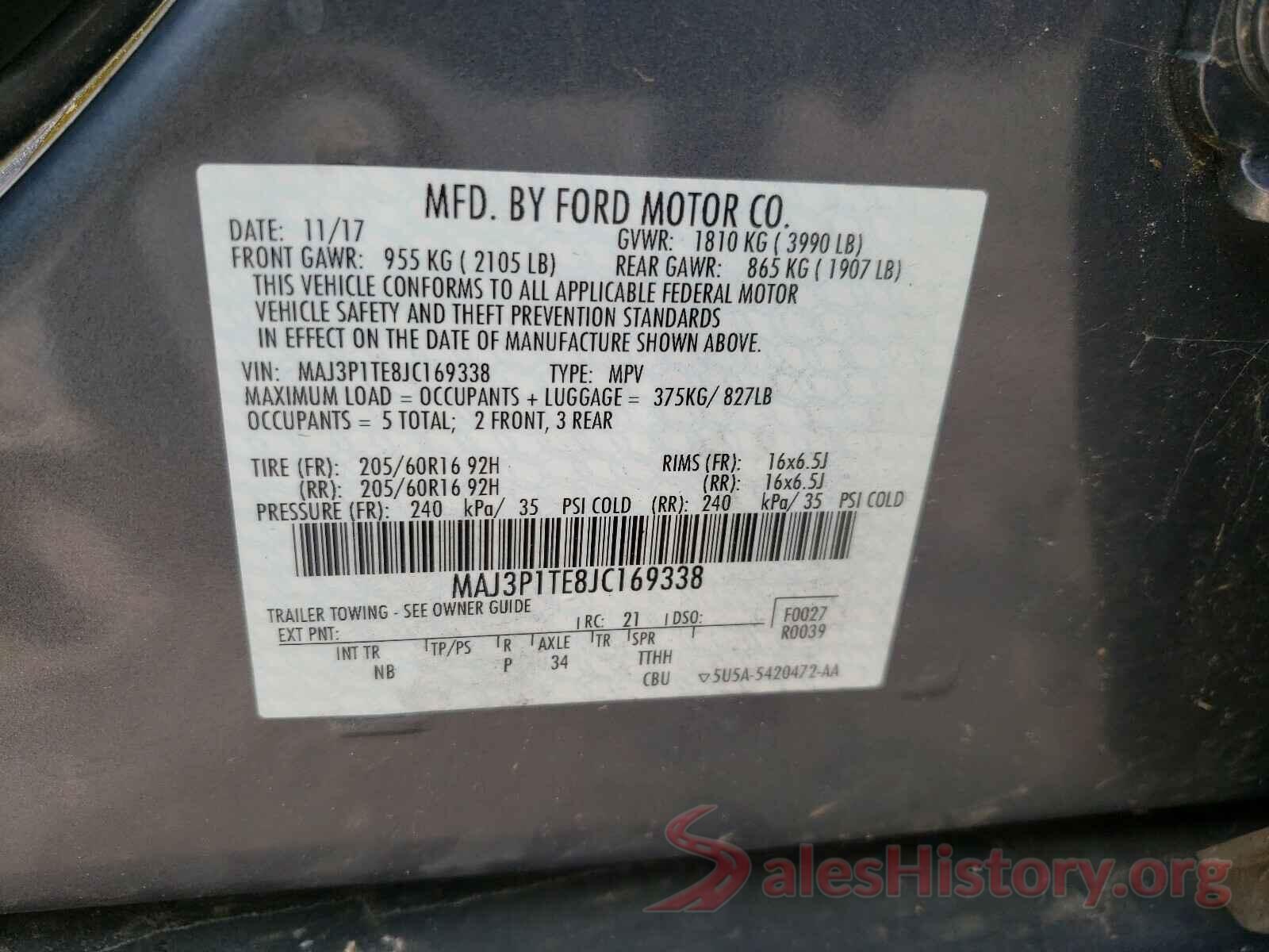 MAJ3P1TE8JC169338 2018 FORD ALL OTHER