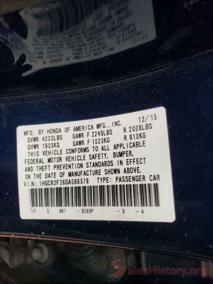 1HGCR2F36GA086579 2016 HONDA ACCORD