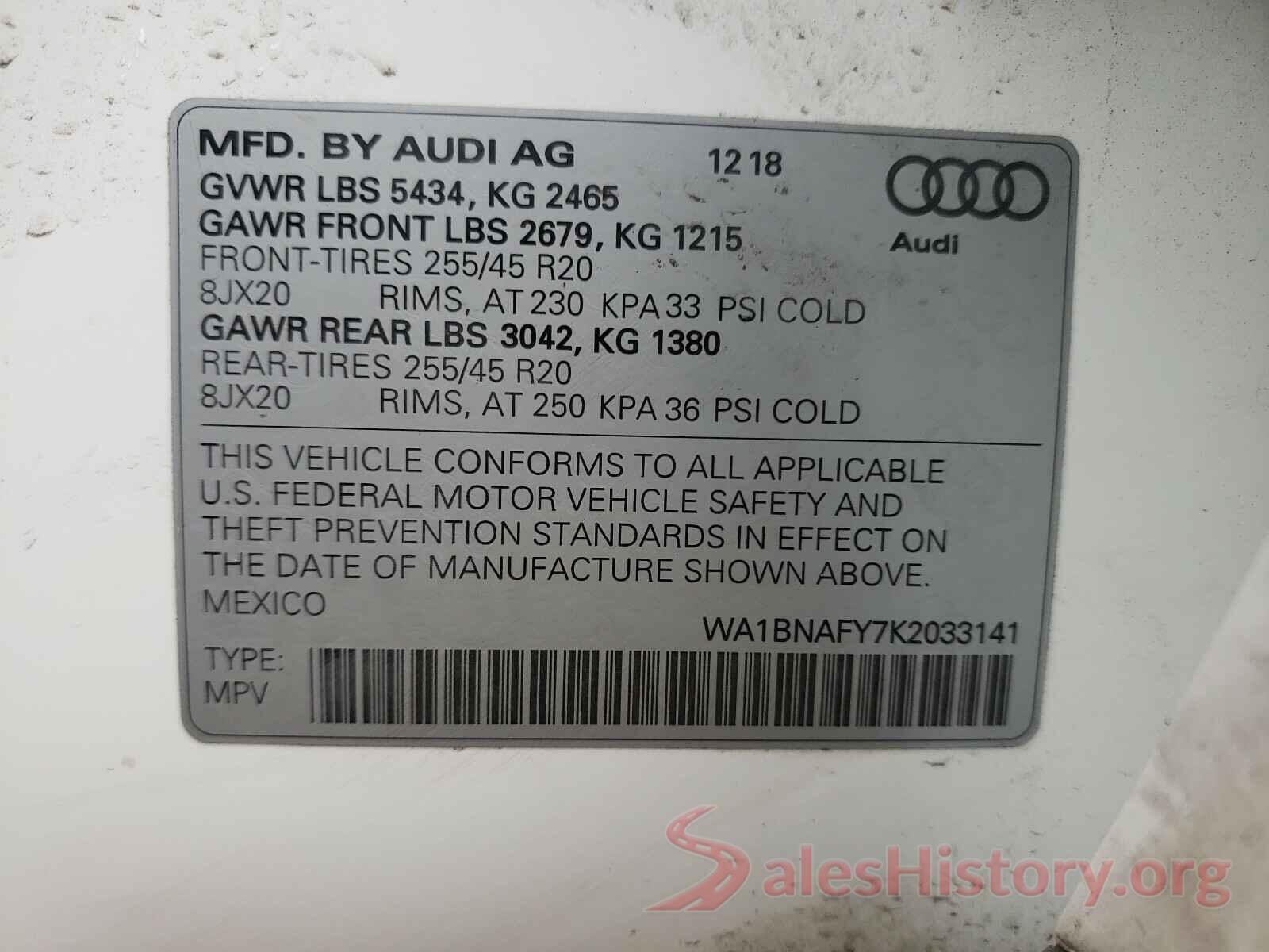 WA1BNAFY7K2033141 2019 AUDI Q5