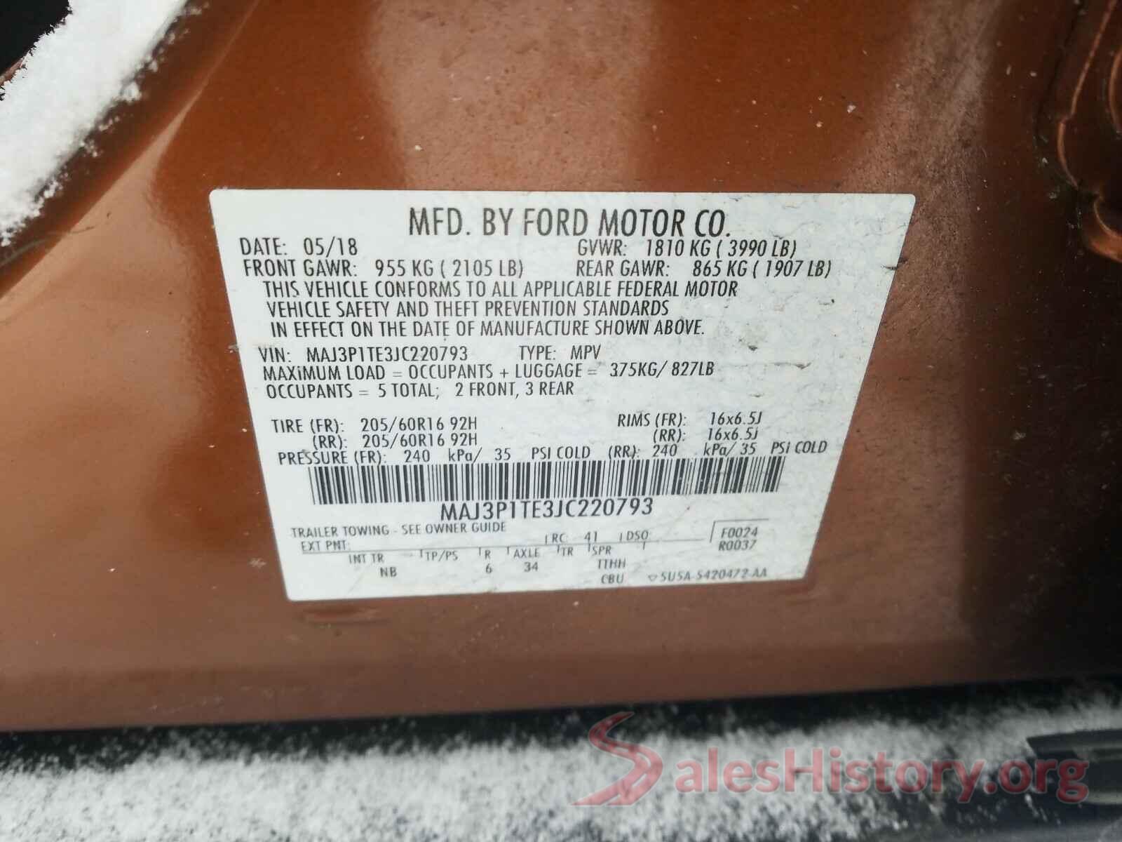 MAJ3P1TE3JC220793 2018 FORD ALL OTHER