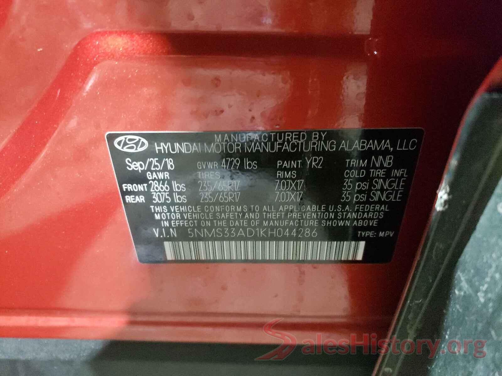 5NMS33AD1KH044286 2019 HYUNDAI SANTA FE