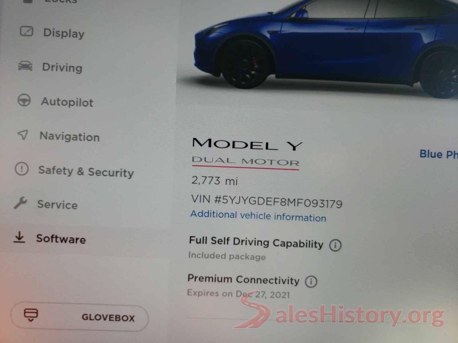 5YJYGDEF8MF093179 2021 TESLA MODEL Y