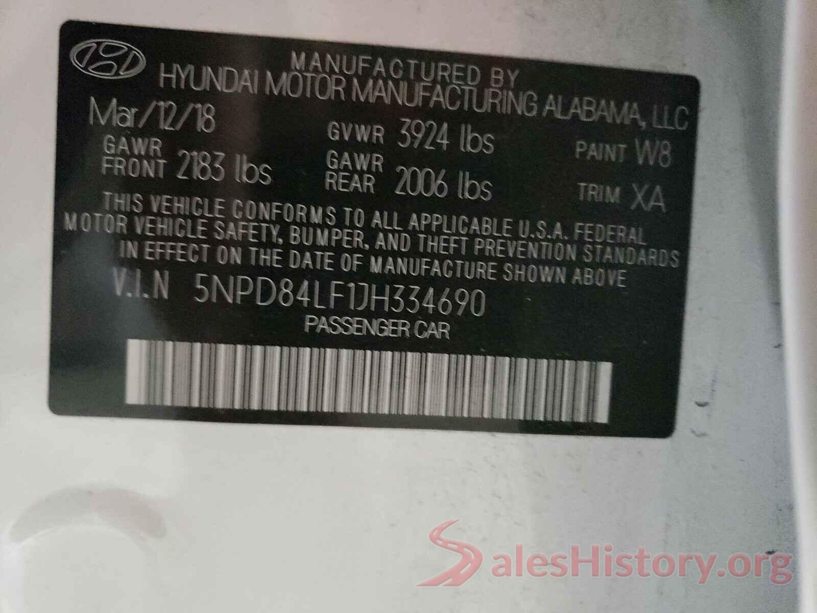 5NPD84LF1JH334690 2018 HYUNDAI ELANTRA