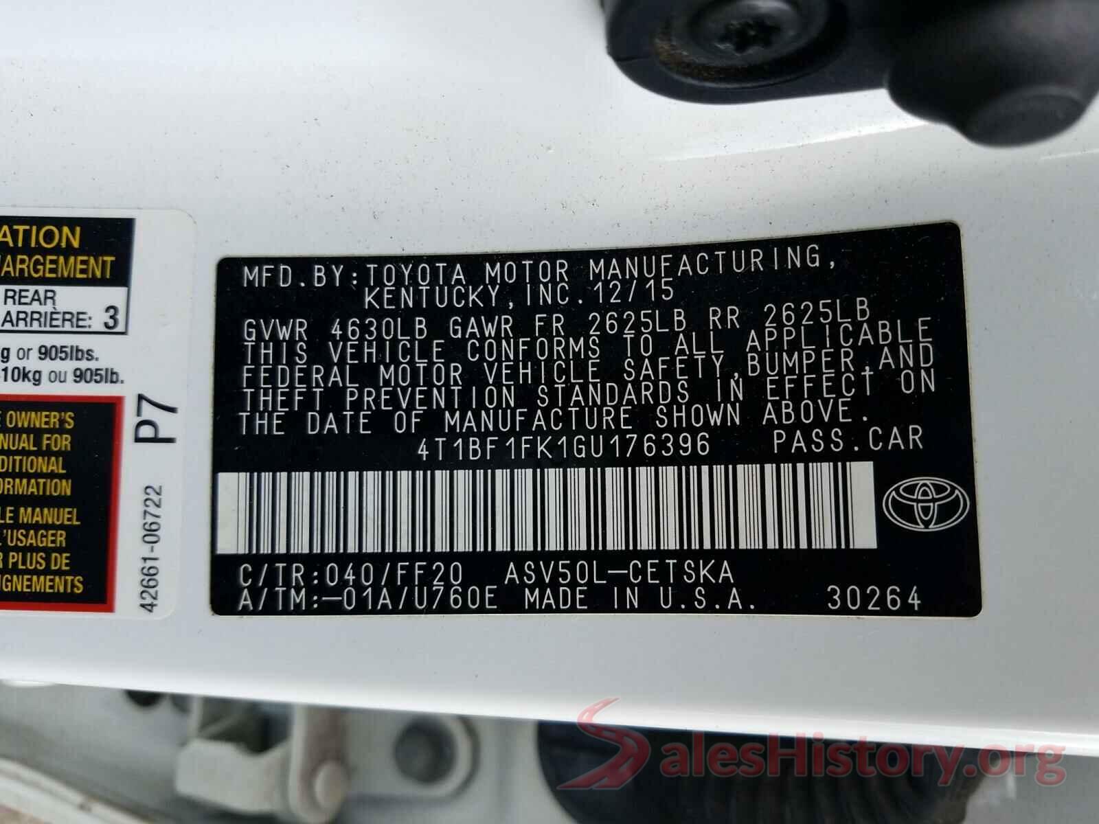 4T1BF1FK1GU176396 2016 TOYOTA CAMRY