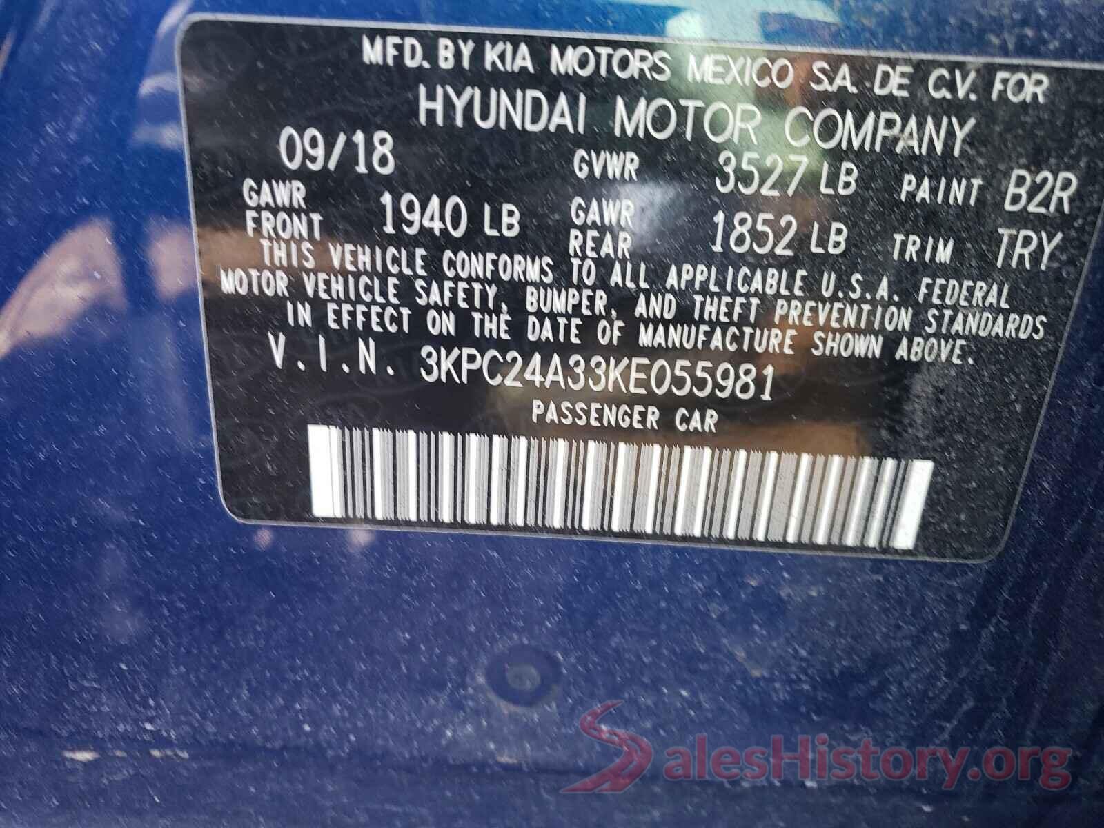 3KPC24A33KE055981 2019 HYUNDAI ACCENT