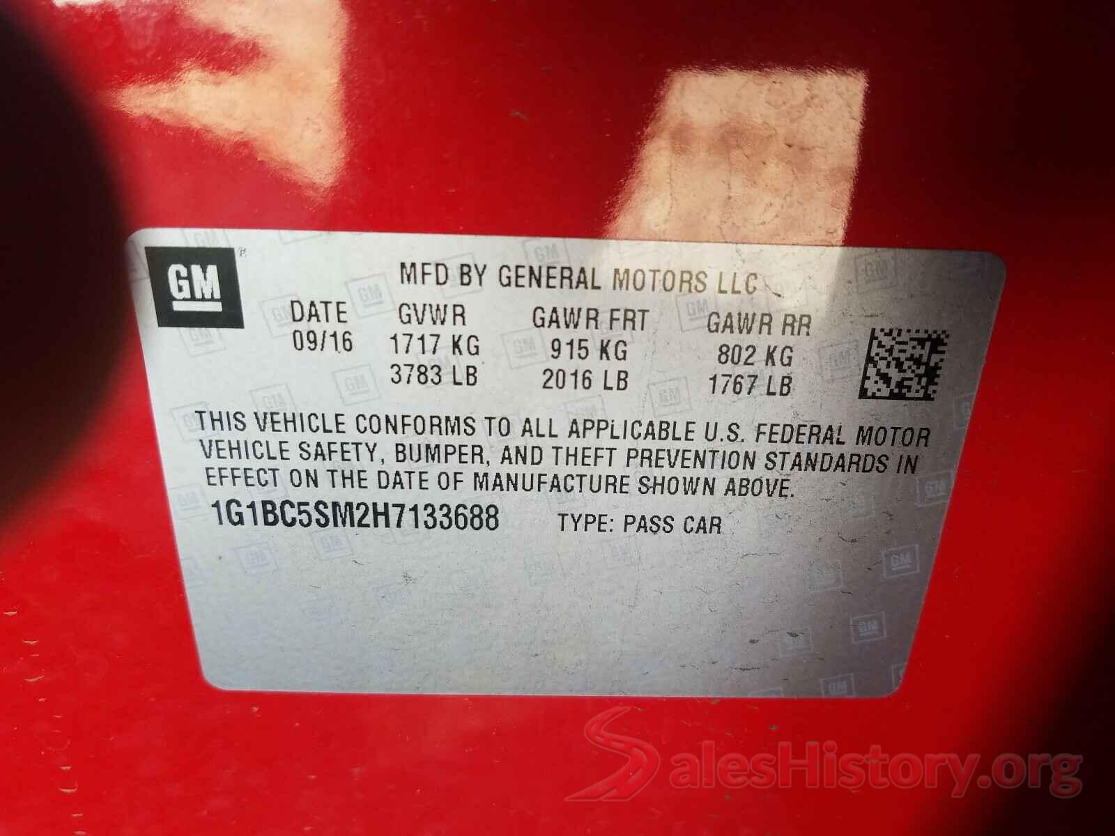 1G1BC5SM2H7133688 2017 CHEVROLET CRUZE