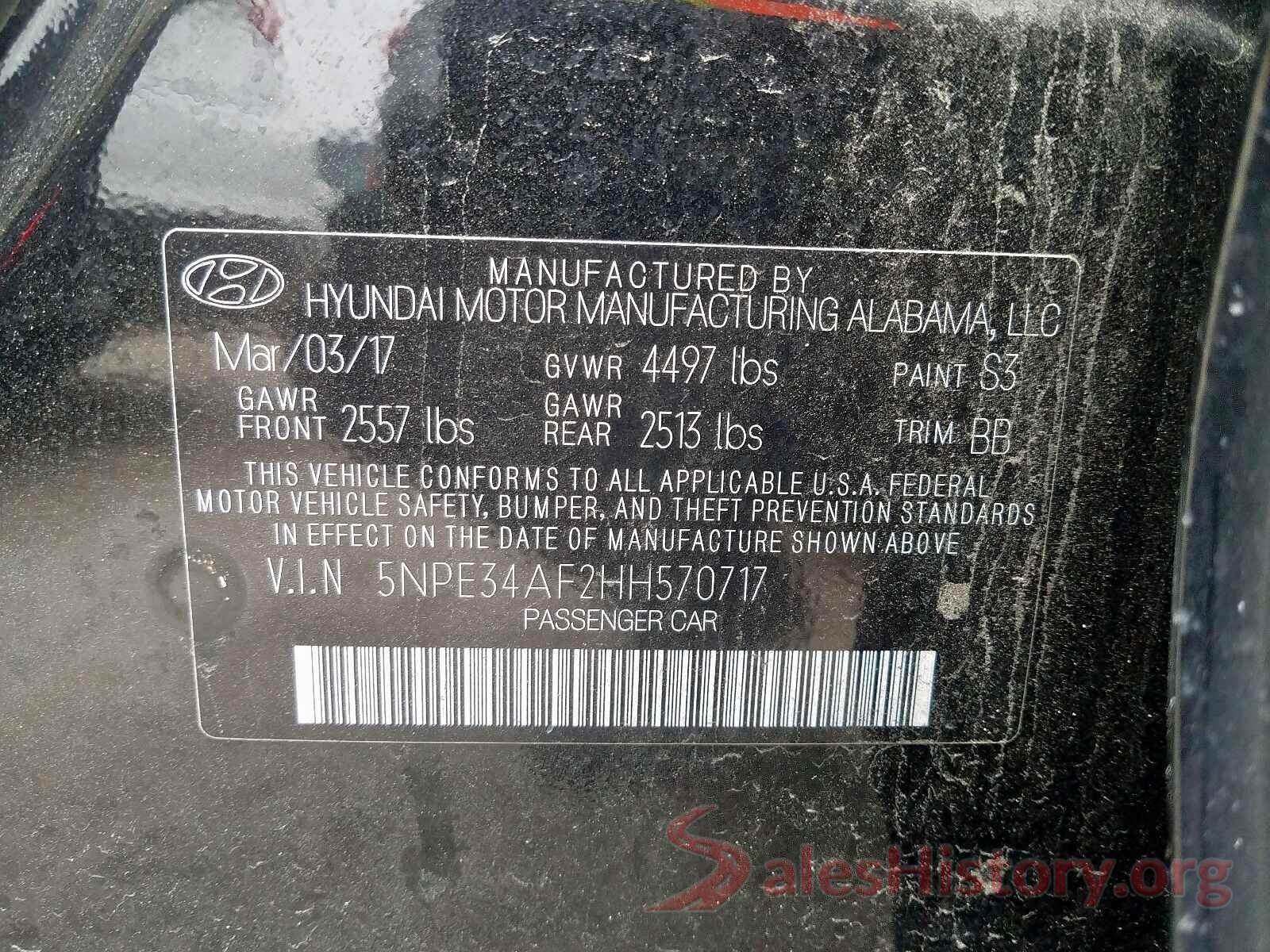 5NPE34AF2HH570717 2017 HYUNDAI SONATA