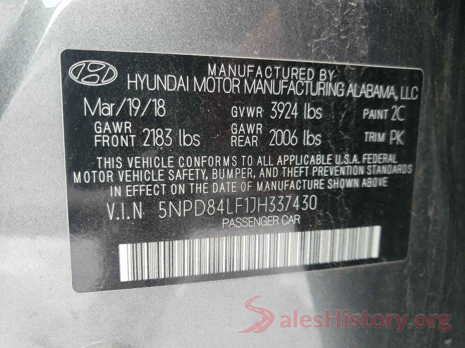 5NPD84LF1JH337430 2018 HYUNDAI ELANTRA