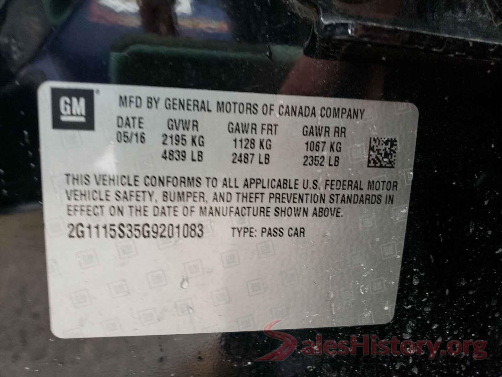 2G1115S35G9201083 2016 CHEVROLET IMPALA