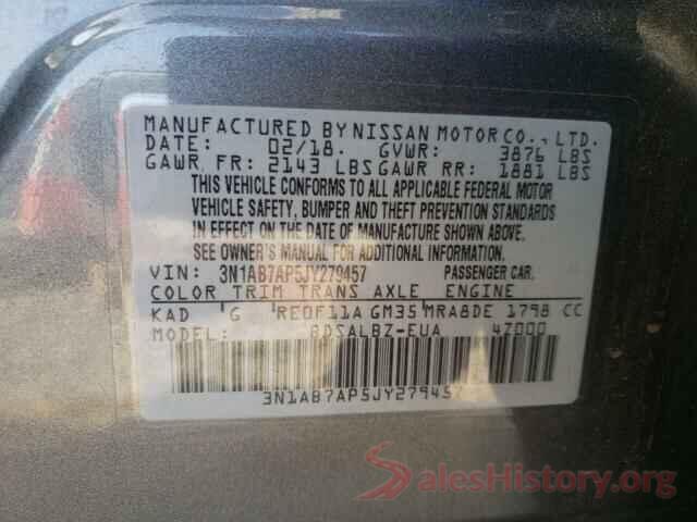 3N1AB7AP5JY279457 2018 NISSAN SENTRA