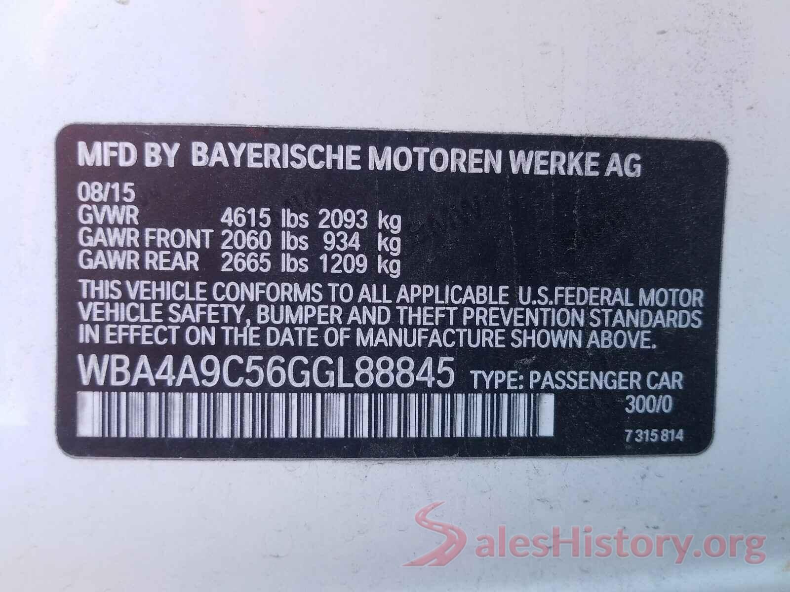 WBA4A9C56GGL88845 2016 BMW 4 SERIES