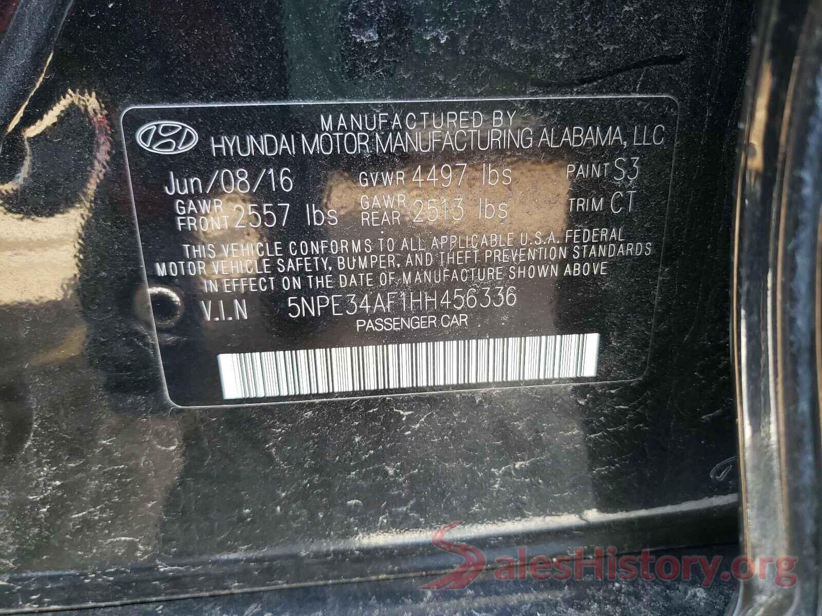 5NPE34AF1HH456336 2017 HYUNDAI SONATA