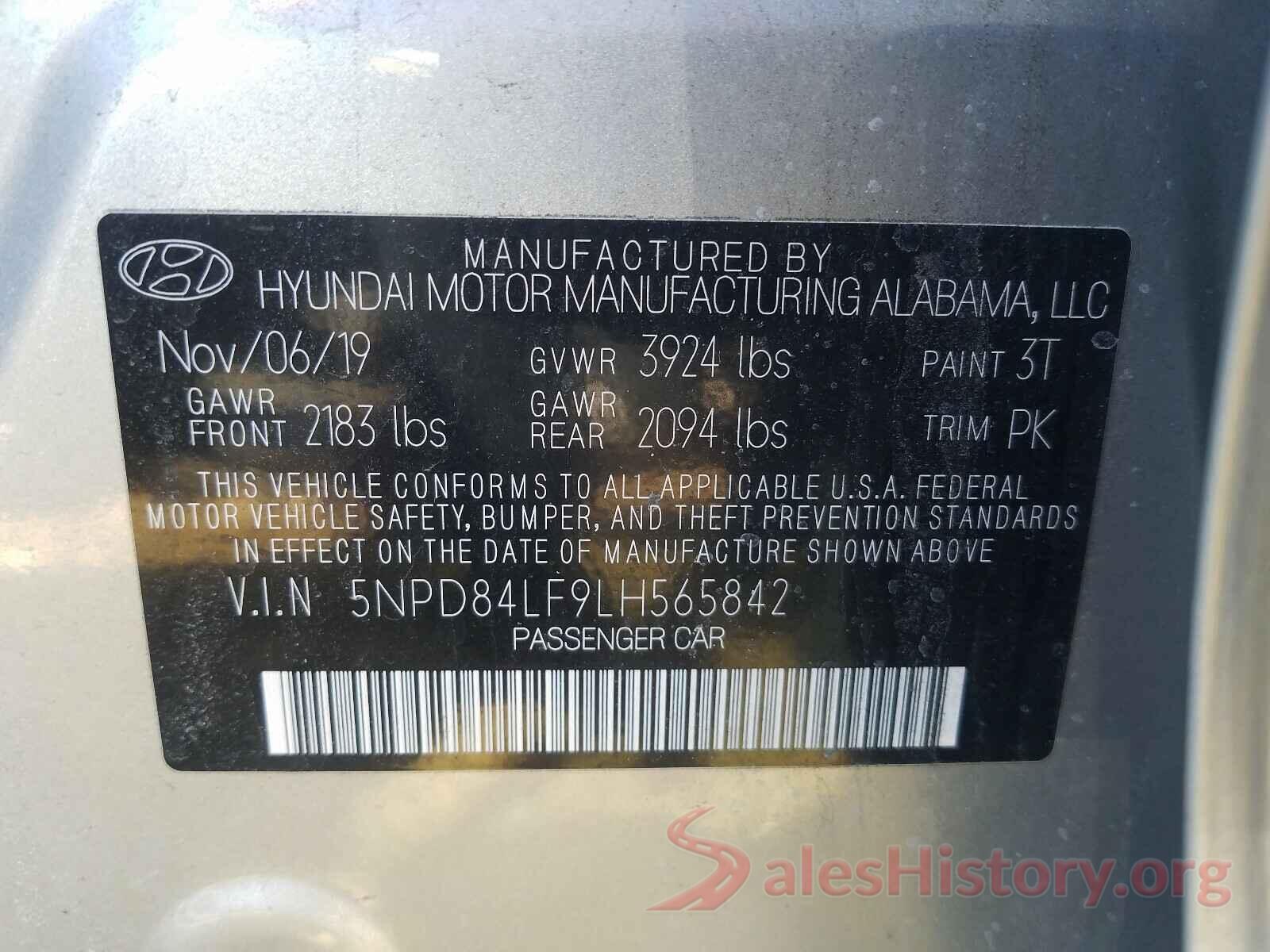 5NPD84LF9LH565842 2020 HYUNDAI ELANTRA