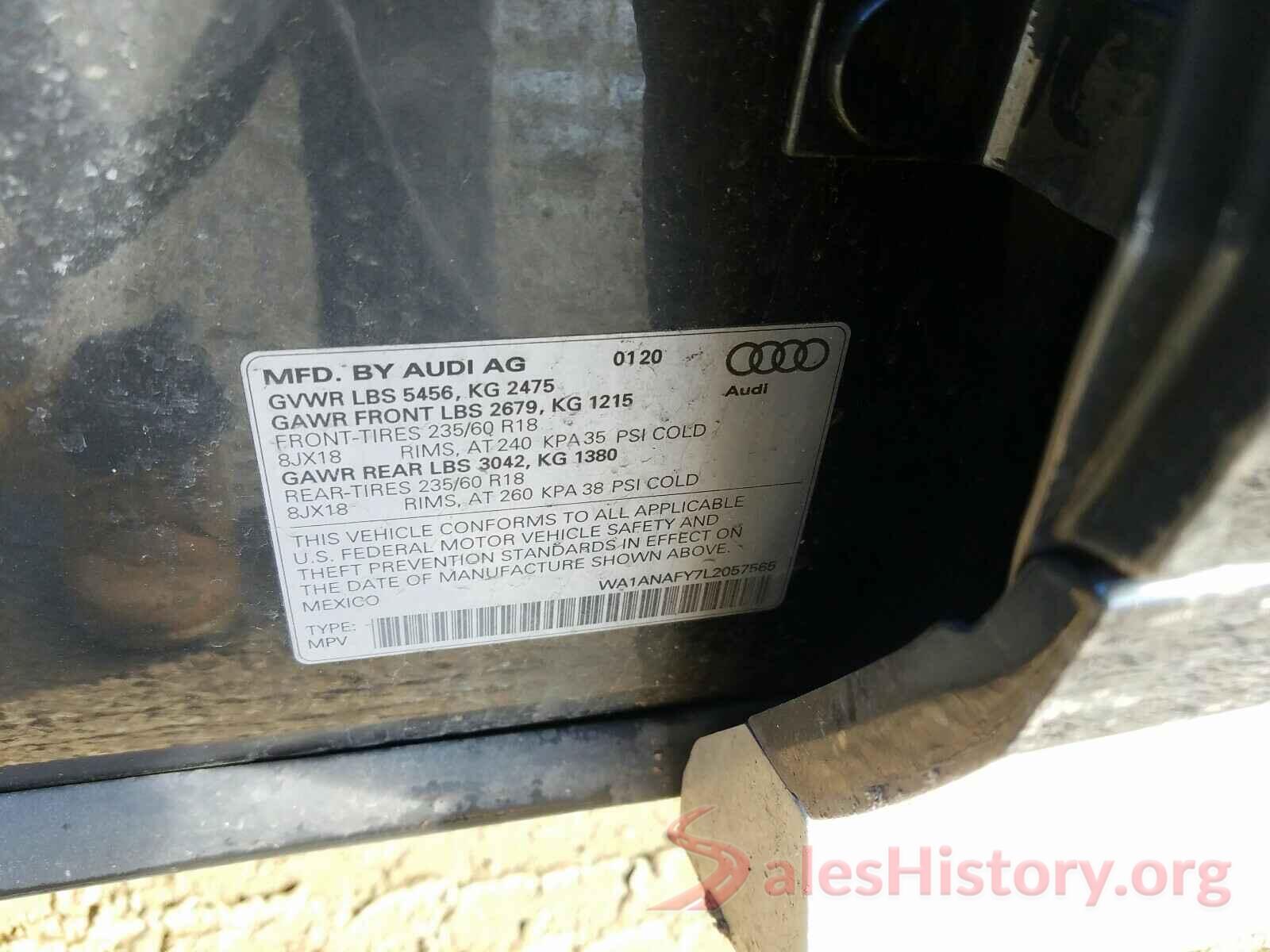 WA1ANAFY7L2057565 2020 AUDI Q5