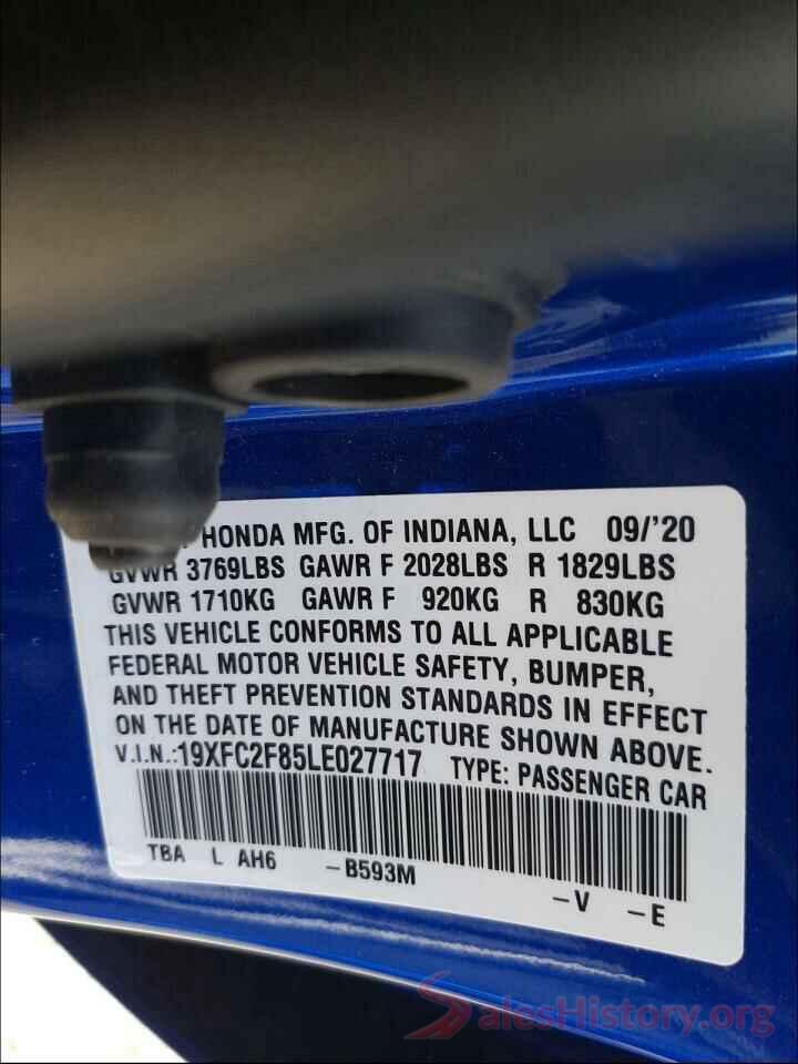 19XFC2F85LE027717 2020 HONDA CIVIC