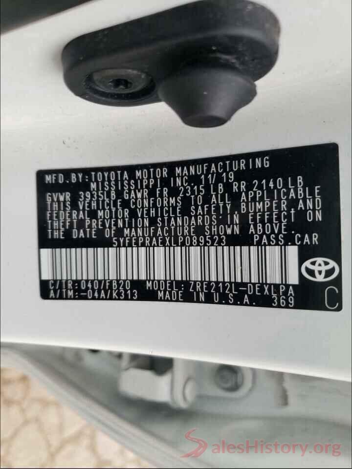 5YFEPRAEXLP089523 2020 TOYOTA COROLLA