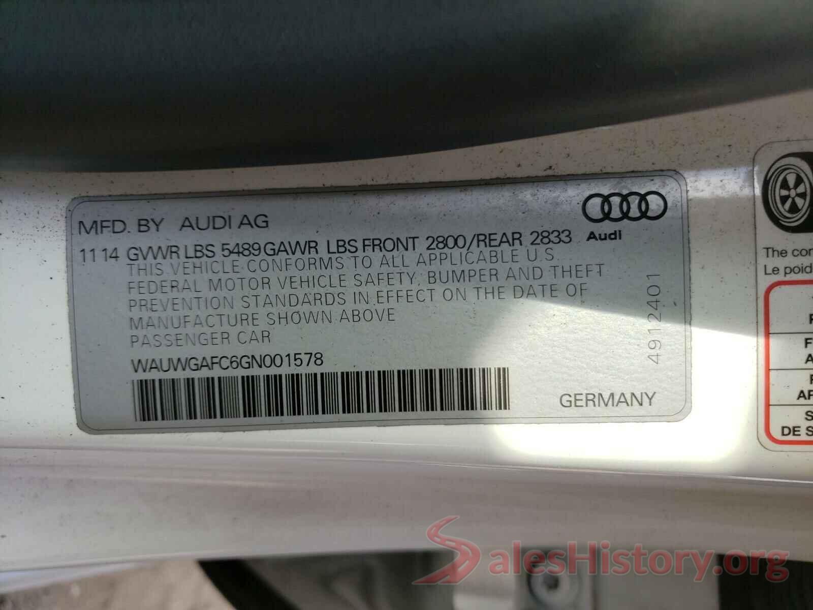 WAUWGAFC6GN001578 2016 AUDI A7