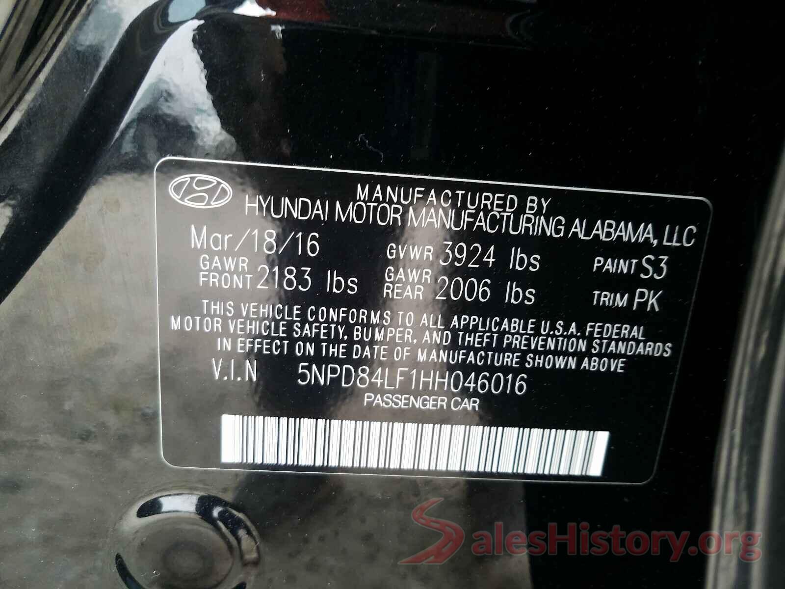 5NPD84LF1HH046016 2017 HYUNDAI ELANTRA