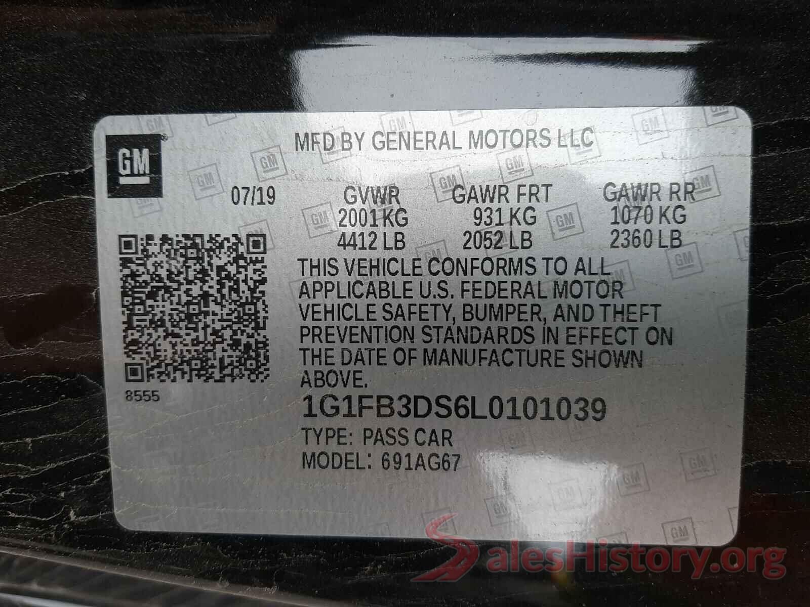 1G1FB3DS6L0101039 2020 CHEVROLET CAMARO