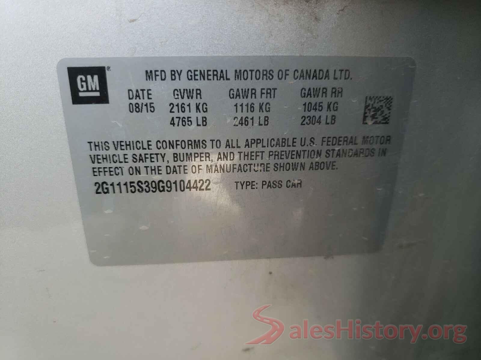 2G1115S39G9104422 2016 CHEVROLET IMPALA