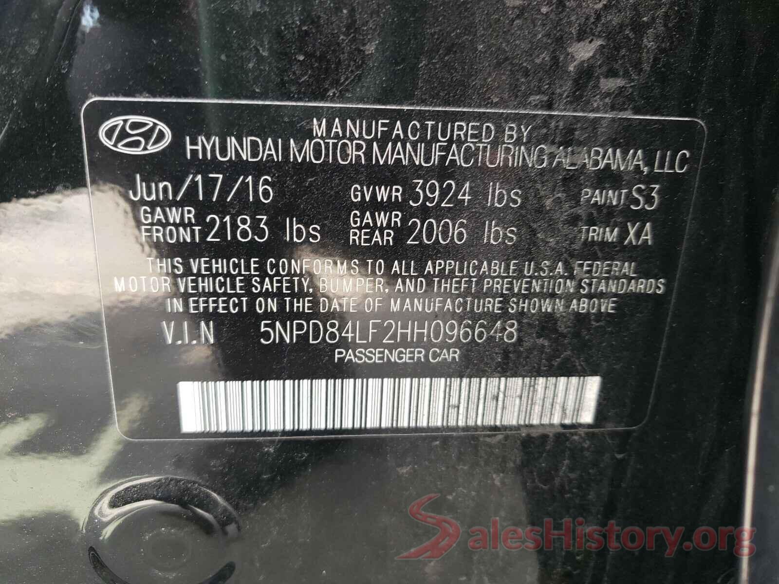 5NPD84LF2HH096648 2017 HYUNDAI ELANTRA