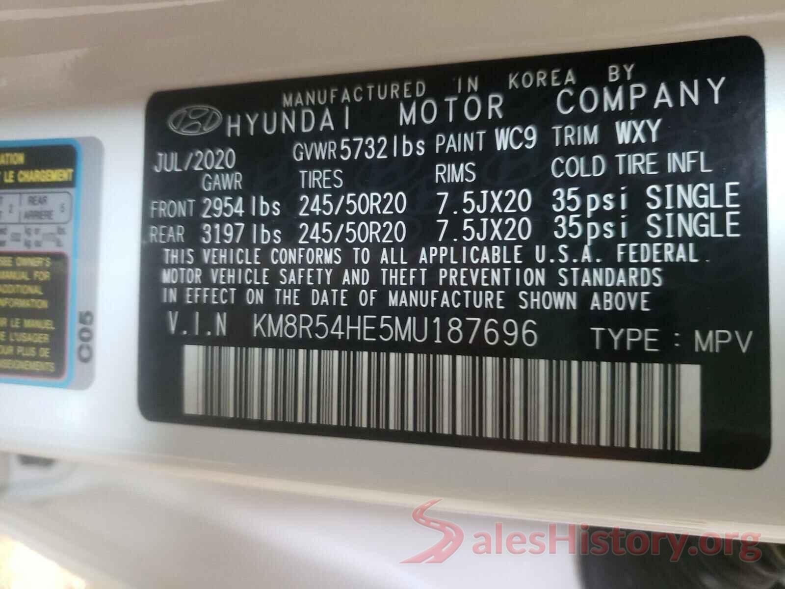 KM8R54HE5MU187696 2021 HYUNDAI PALISADE