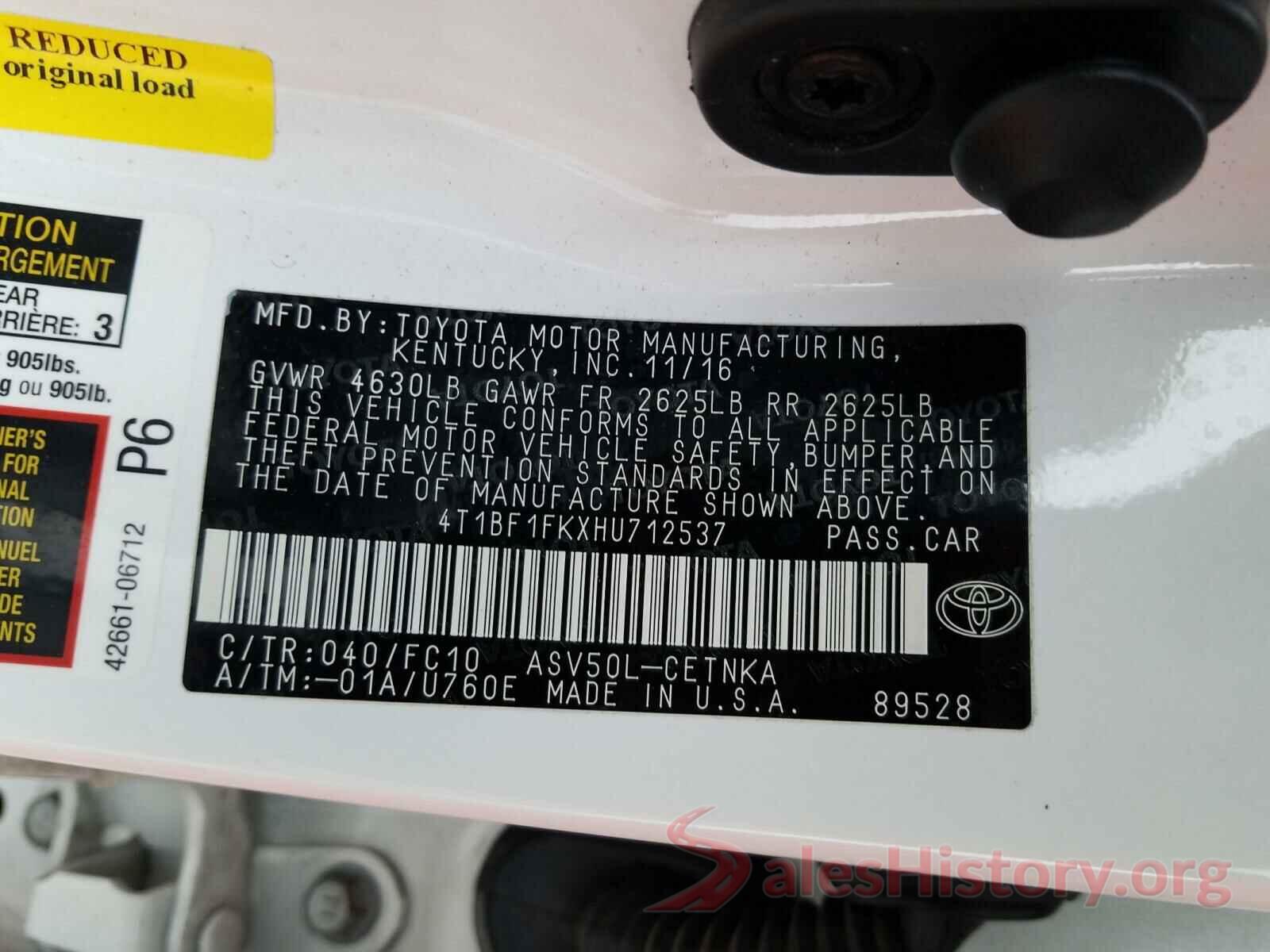 4T1BF1FKXHU712537 2017 TOYOTA CAMRY