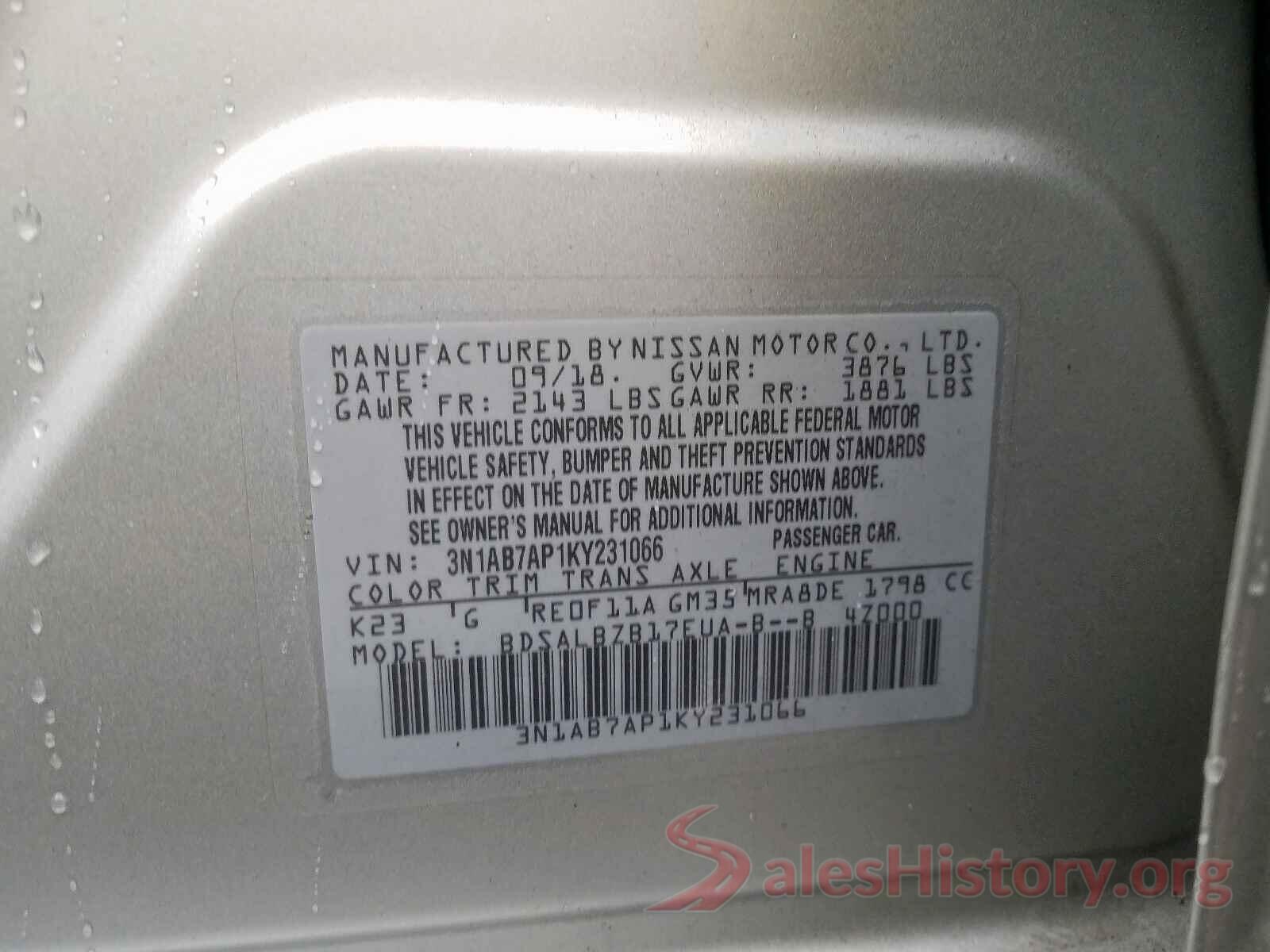 3N1AB7AP1KY231066 2019 NISSAN SENTRA