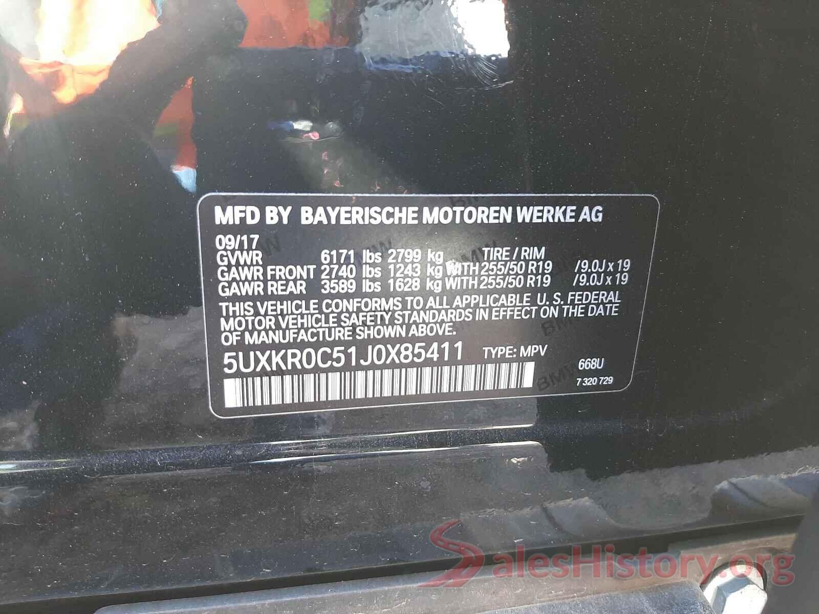 5UXKR0C51J0X85411 2018 BMW X5