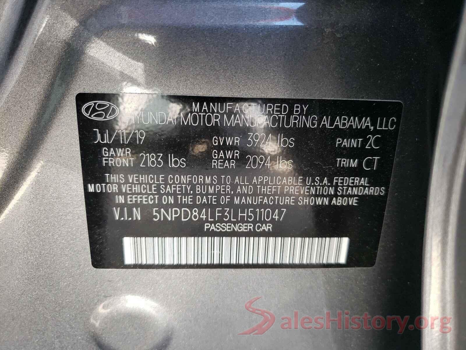 5NPD84LF3LH511047 2020 HYUNDAI ELANTRA