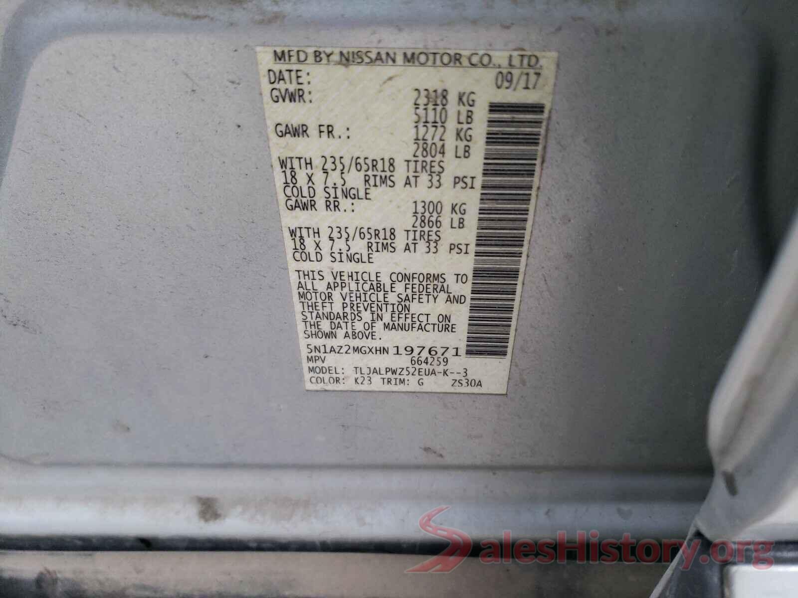 5N1AZ2MGXHN197671 2017 NISSAN MURANO