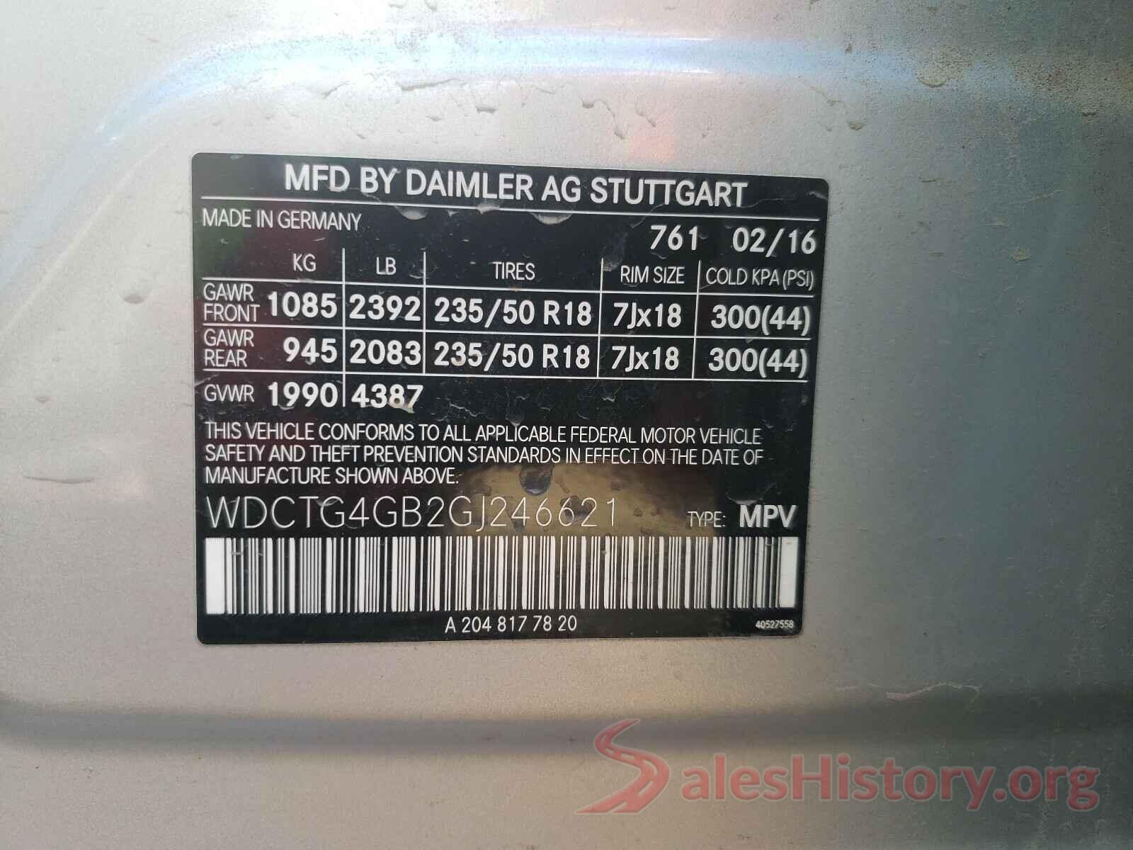 WDCTG4GB2GJ246621 2016 MERCEDES-BENZ G CLASS