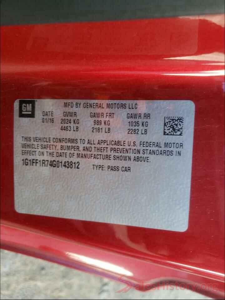 1G1FF1R74G0143812 2016 CHEVROLET CAMARO