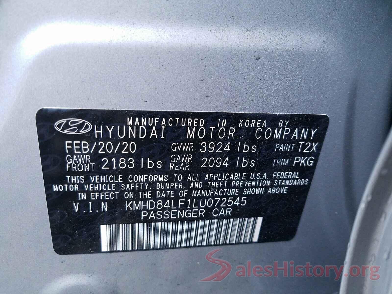 KMHD84LF1LU072545 2020 HYUNDAI ELANTRA