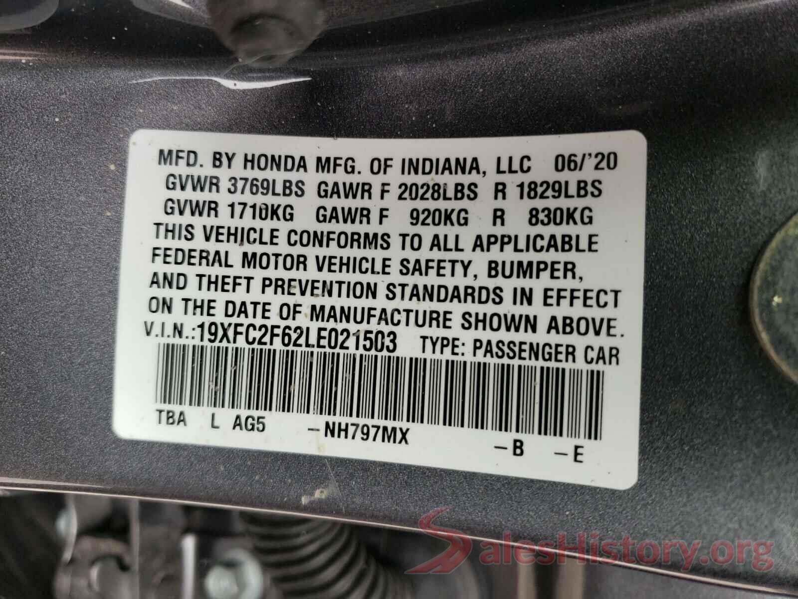 19XFC2F62LE021503 2020 HONDA CIVIC