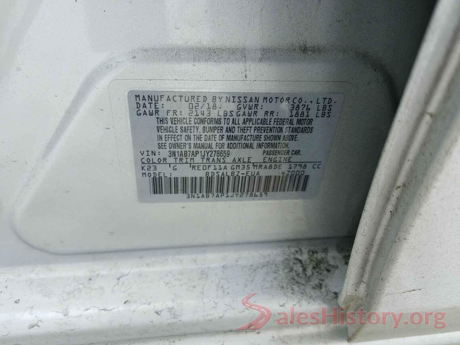 3N1AB7AP1JY278659 2018 NISSAN SENTRA