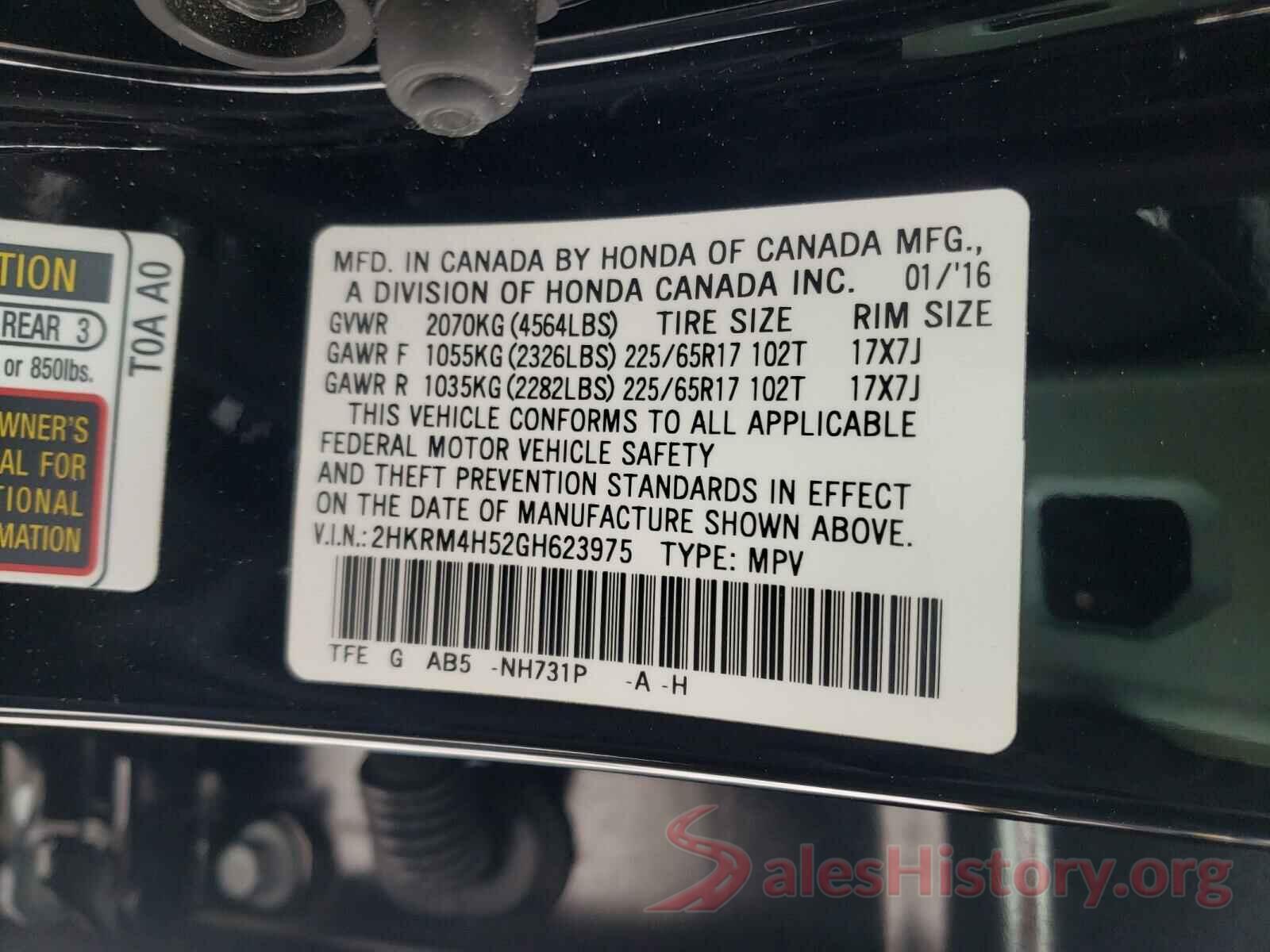 2HKRM4H52GH623975 2016 HONDA CRV