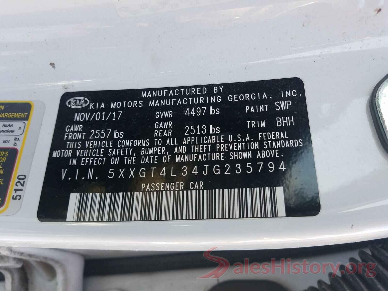 5XXGT4L34JG235794 2018 KIA OPTIMA