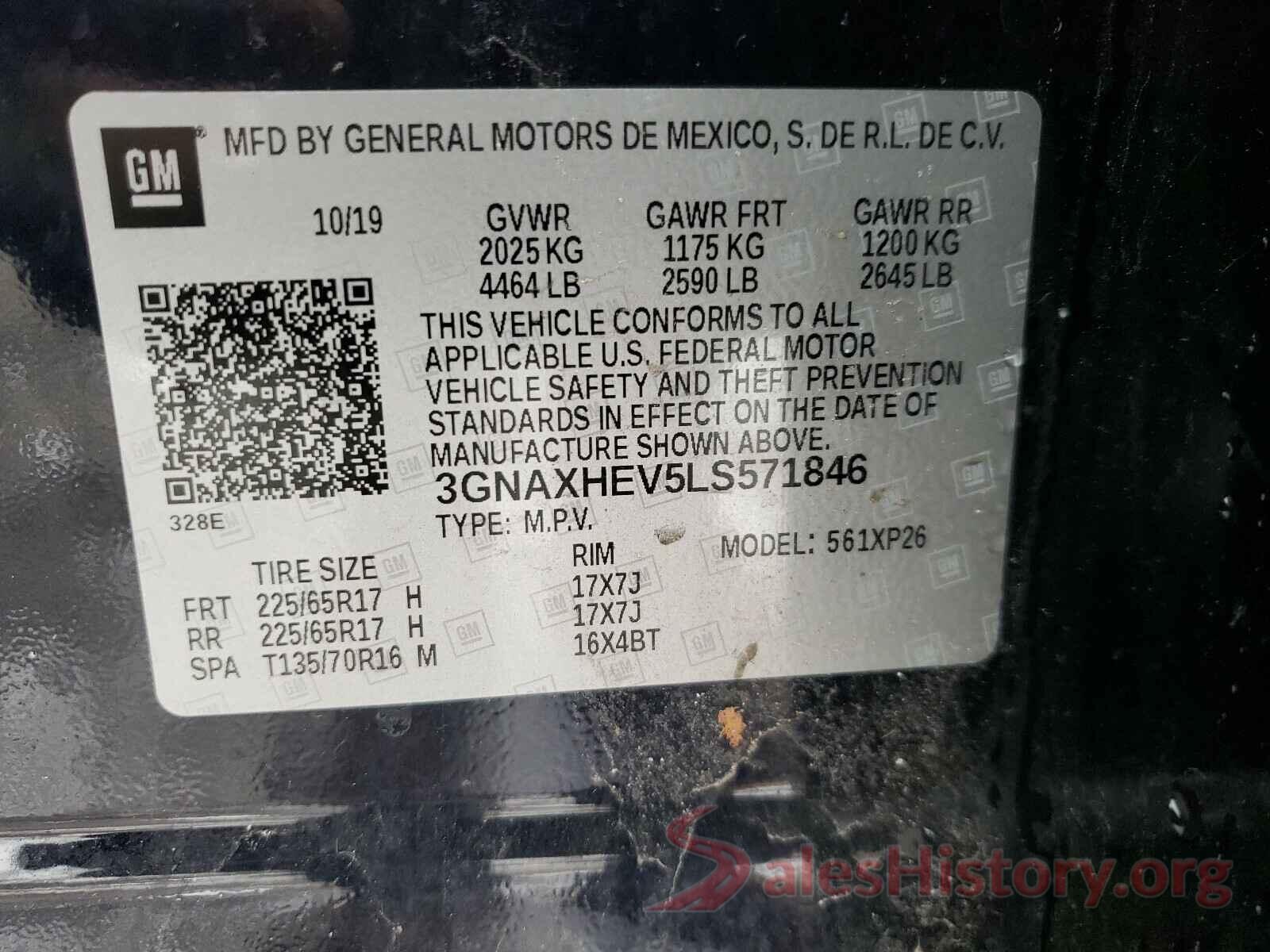 3GNAXHEV5LS571846 2020 CHEVROLET EQUINOX