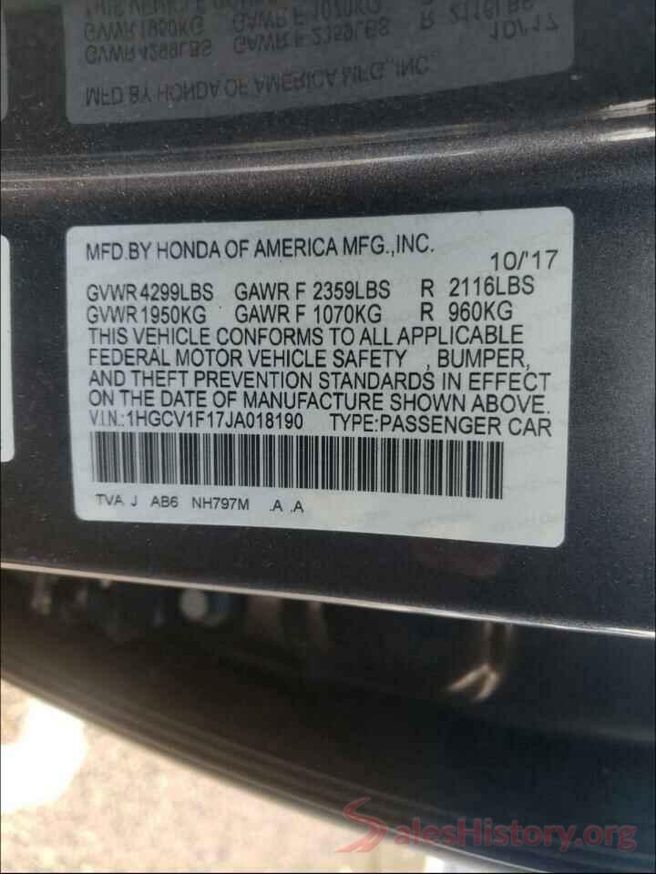 1HGCV1F17JA018190 2018 HONDA ACCORD