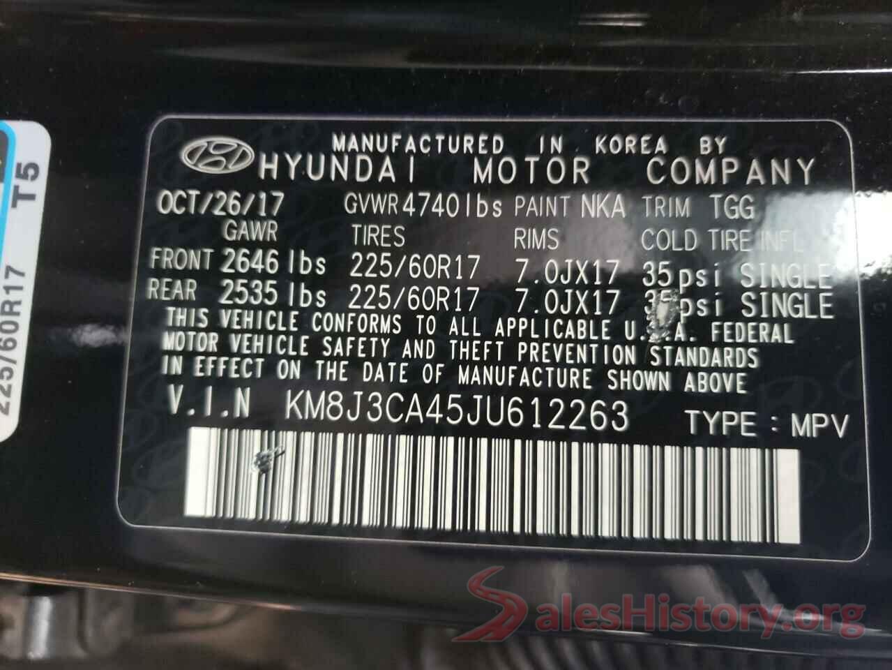 KM8J3CA45JU612263 2018 HYUNDAI TUCSON