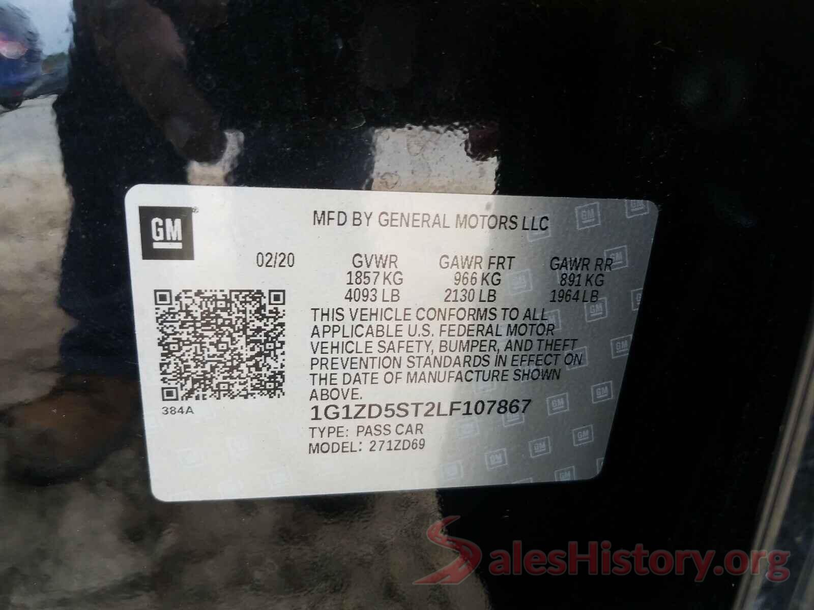 1G1ZD5ST2LF107867 2020 CHEVROLET MALIBU