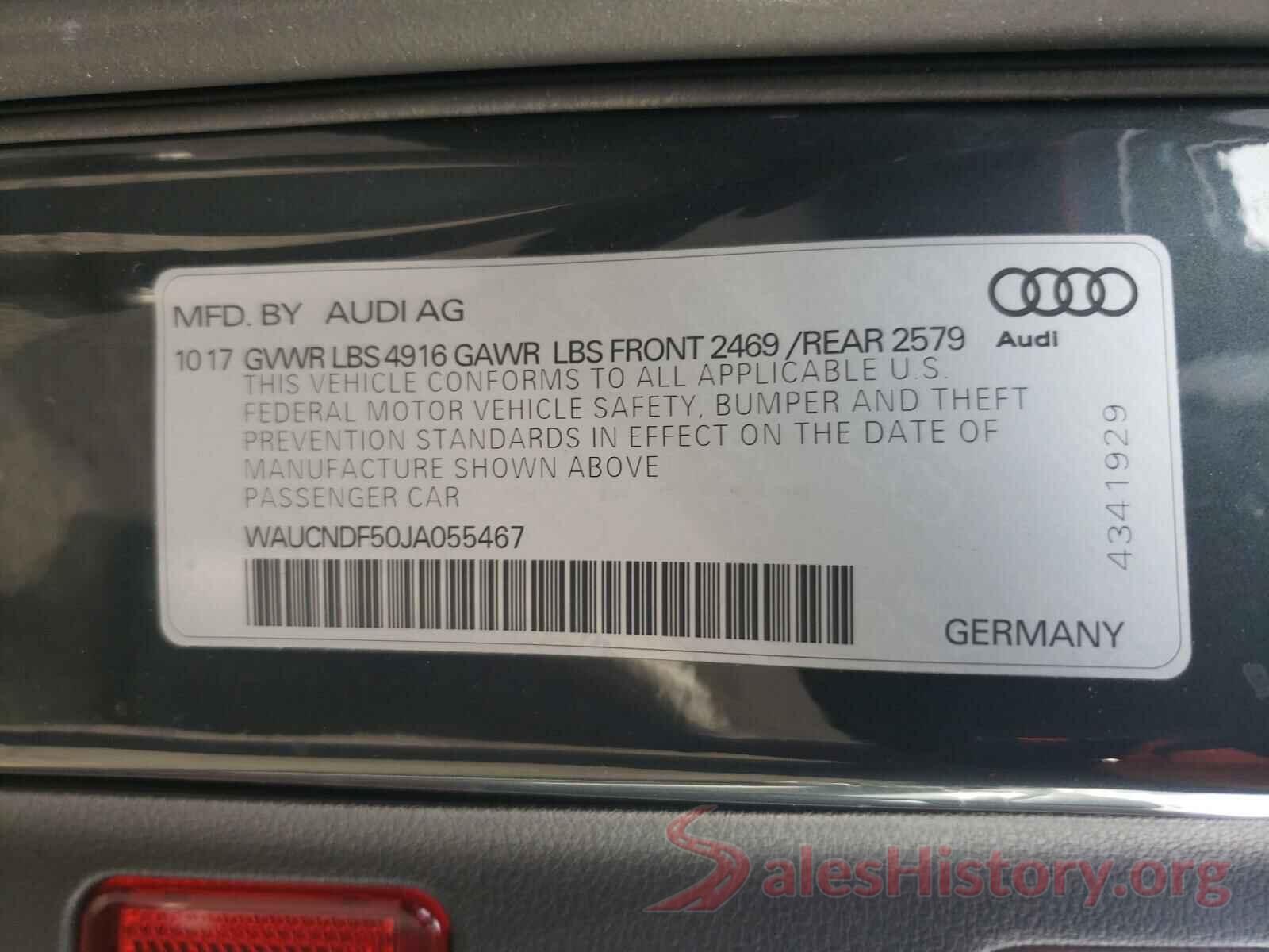 WAUCNDF50JA055467 2018 AUDI A5