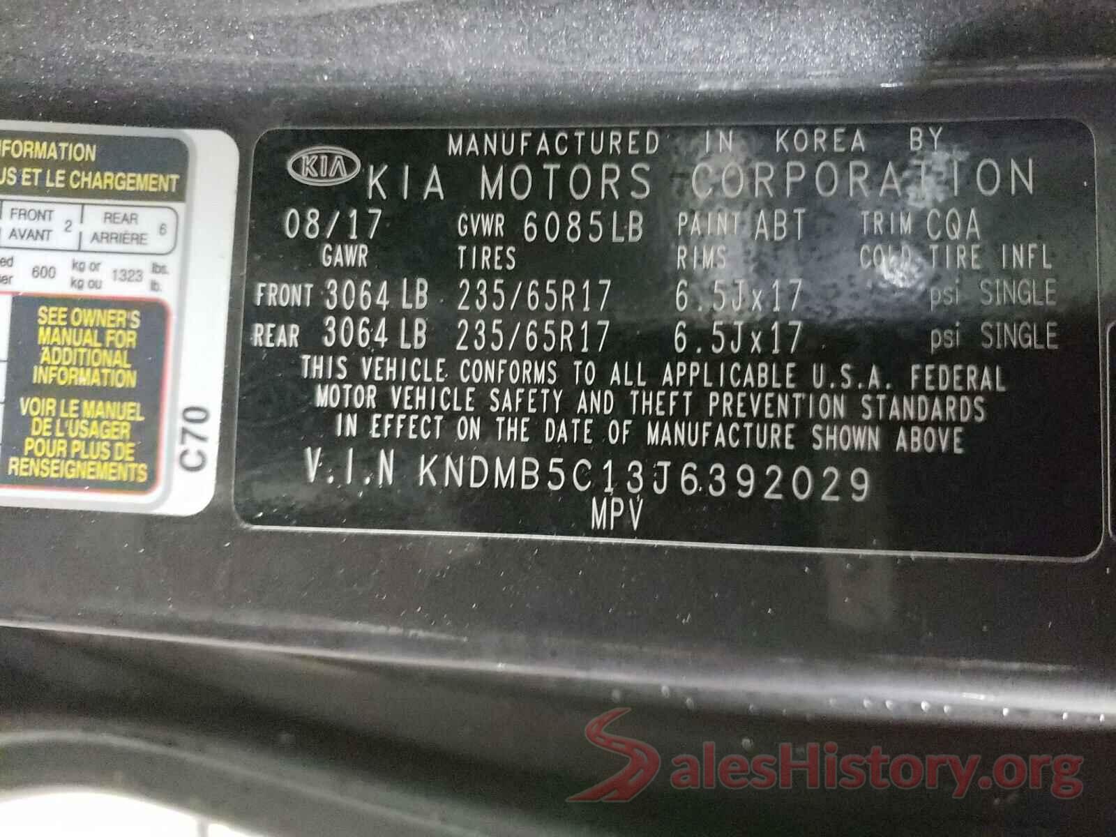 KNDMB5C13J6392029 2018 KIA SEDONA