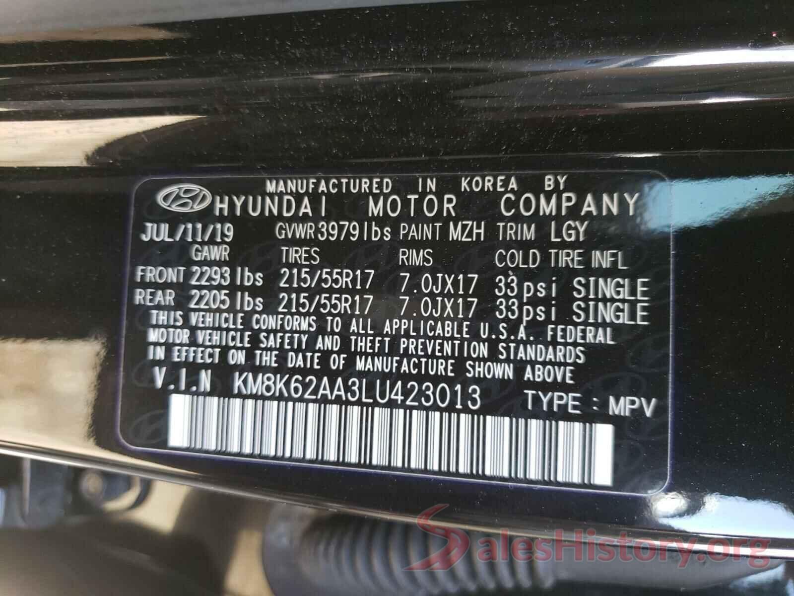 KM8K62AA3LU423013 2020 HYUNDAI KONA