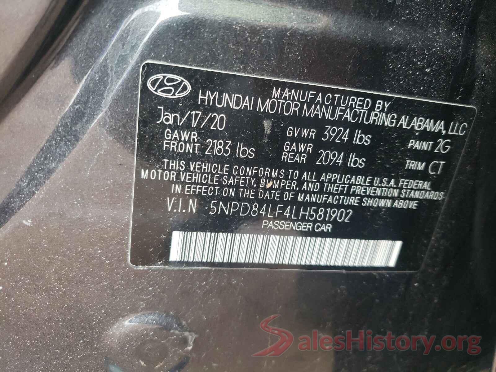 5NPD84LF4LH581902 2020 HYUNDAI ELANTRA