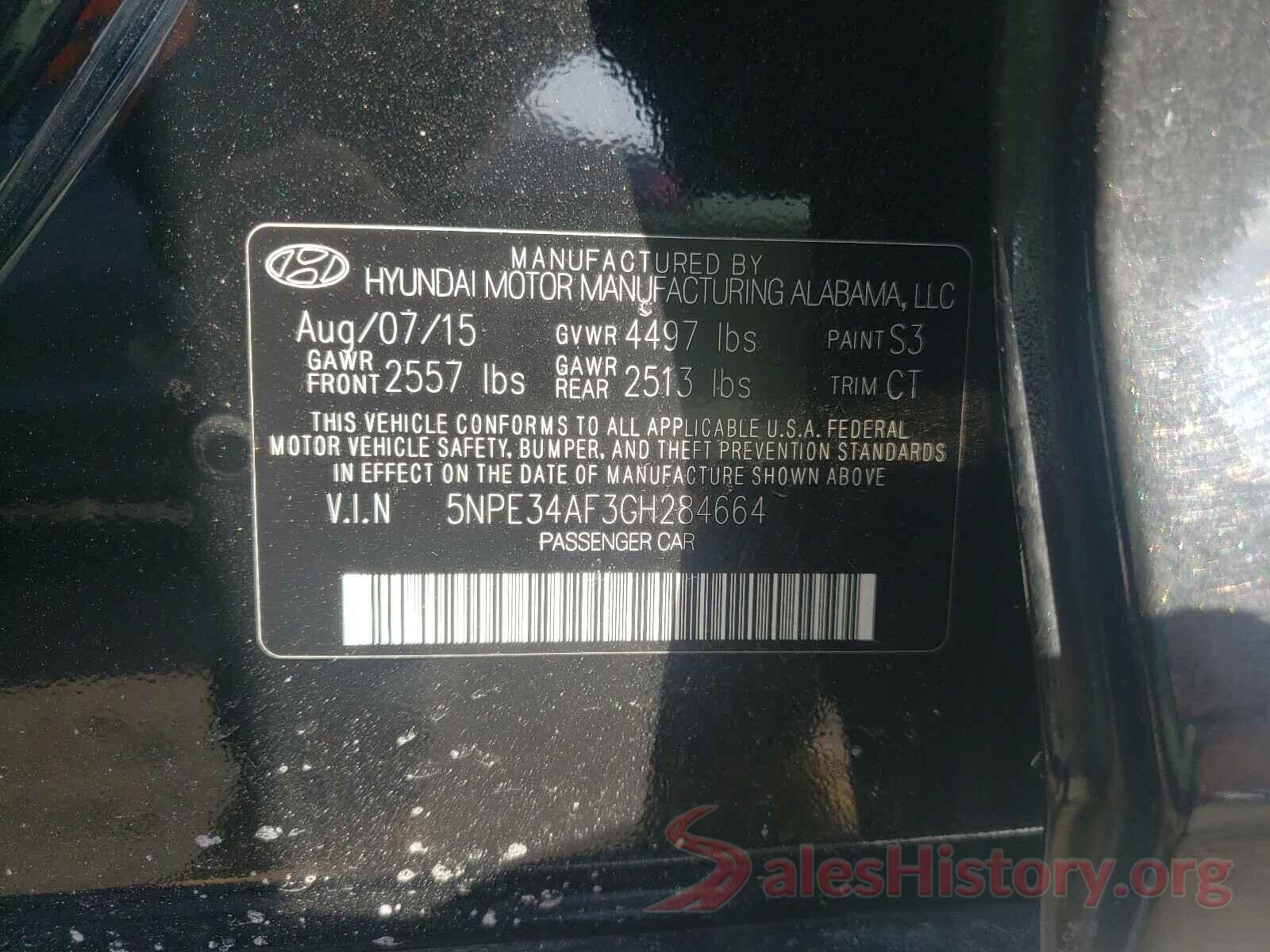 5NPE34AF3GH284664 2016 HYUNDAI SONATA