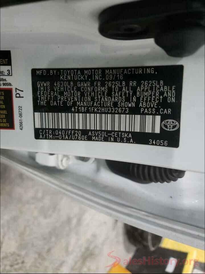 4T1BF1FK2HU332673 2017 TOYOTA CAMRY